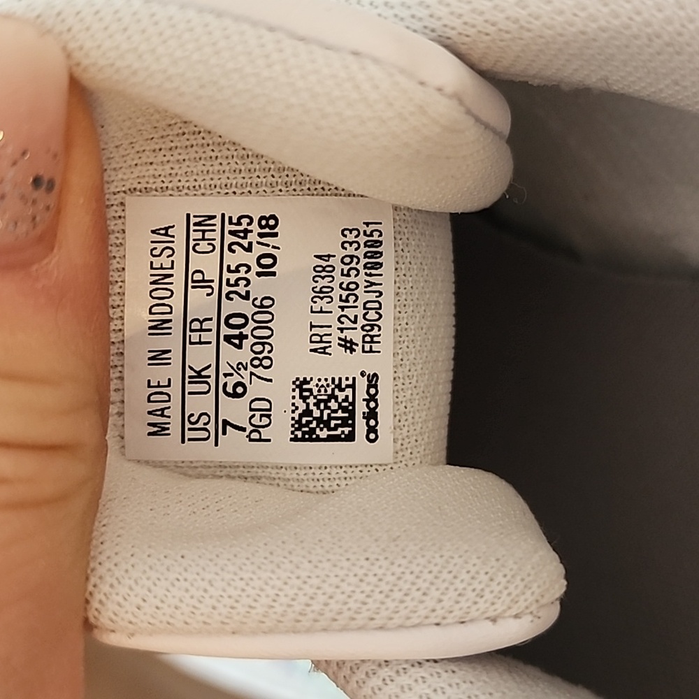 Unisex  Adidas VL Court 2.0 Sneakers with Iridescent Stripes Size 7 - Picture 4 of 7